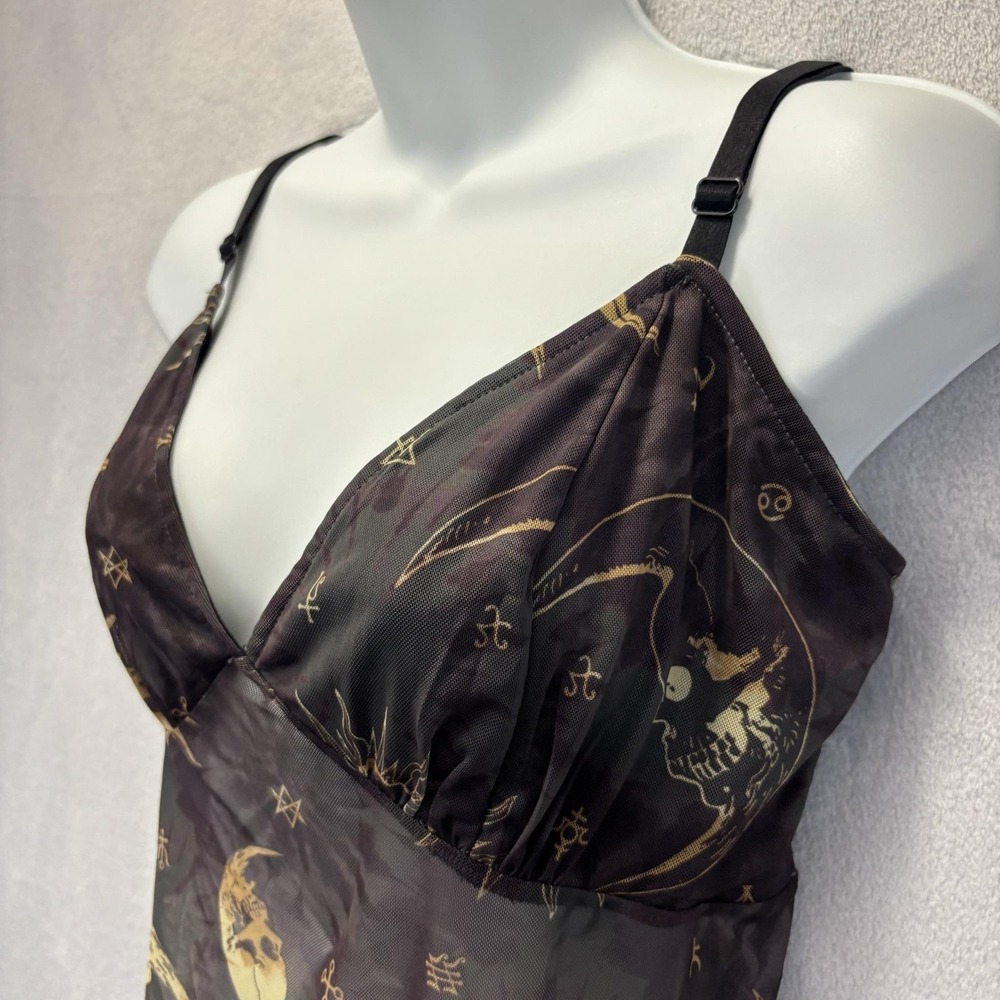 Hot Topic Cosmic Aura Mesh Camisole Tank Top 0 Skull Moon Celestial Goth Witchy - Picture 5 of 9
